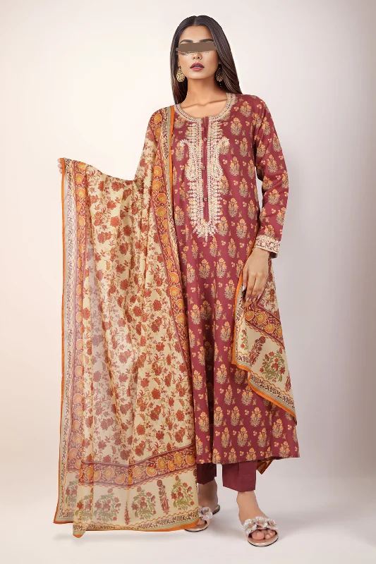 Printed Lawn Stitched/Unstitched 3 Piece