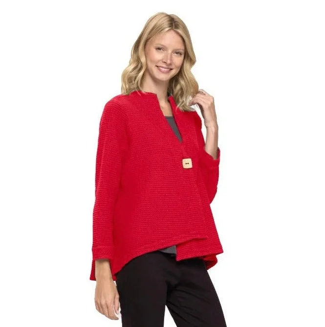 Focus Waffle Asymmetric Jacket in Red - SW-206-TRD - Size S Only!