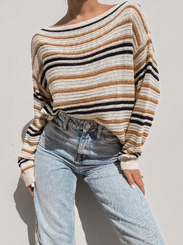 Pumpkin Spice Stripe Knit Sweater