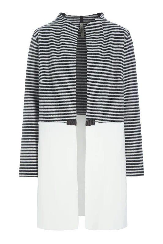 CARDIGAN 2 COLORED - 7133 - STRIPES B&W/OW