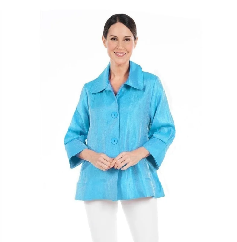 Damee Solid Wide Ball Collar Jacket in Sky Blue - 4741-SKY