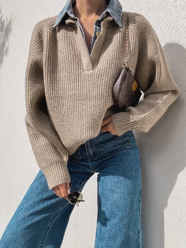 Chestnut Knit Denim Sweater