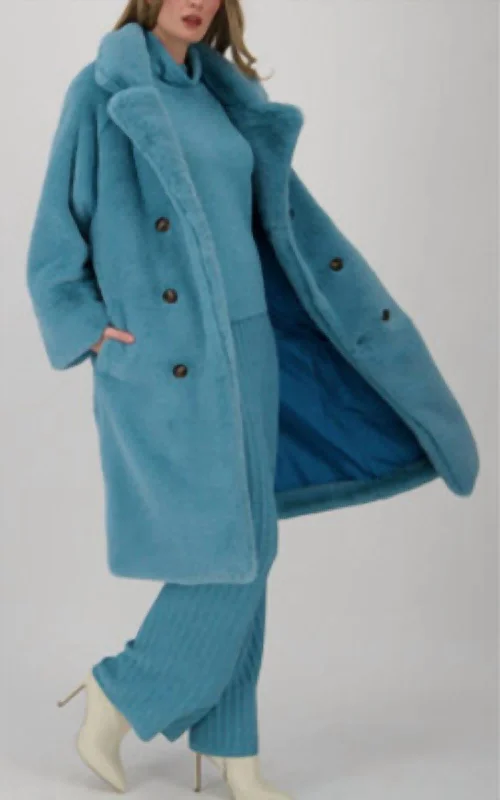 Oversized Faux Fur Coat In Peacock