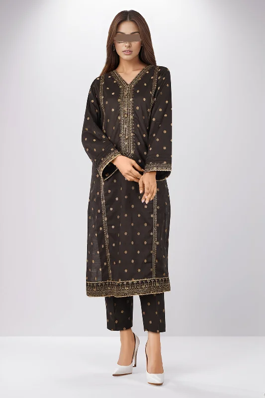 Cotton Jacquard Embroidered Stitched 2 Piece (Shirt/Trouser)