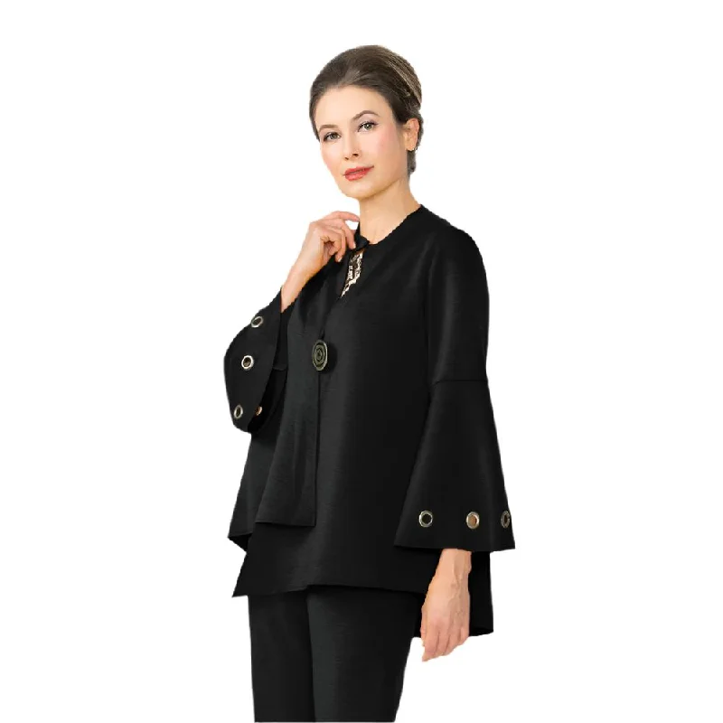 IC Collection Techno-Knit Asymmetric Jacket in Black - 4577J-BK