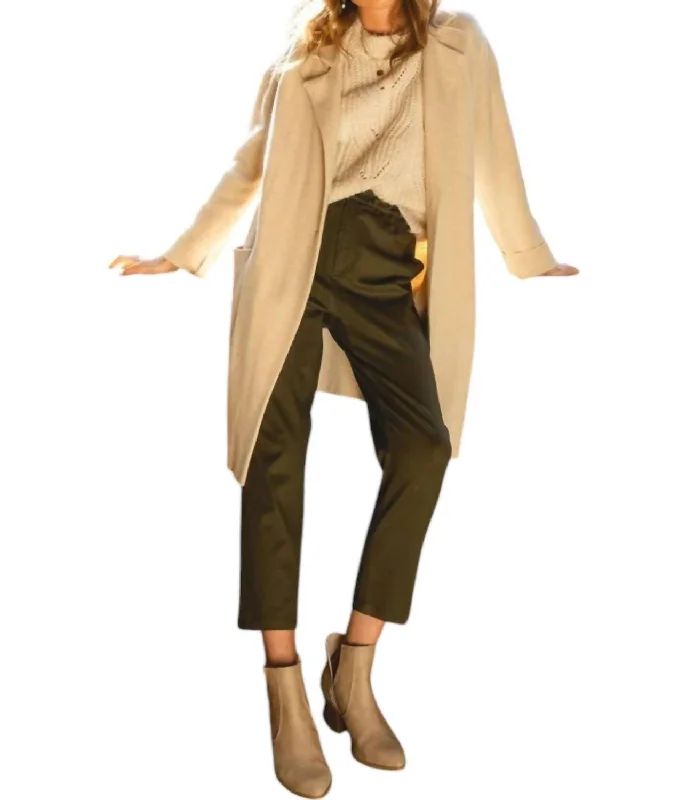 Wide Collar Coat In Beige