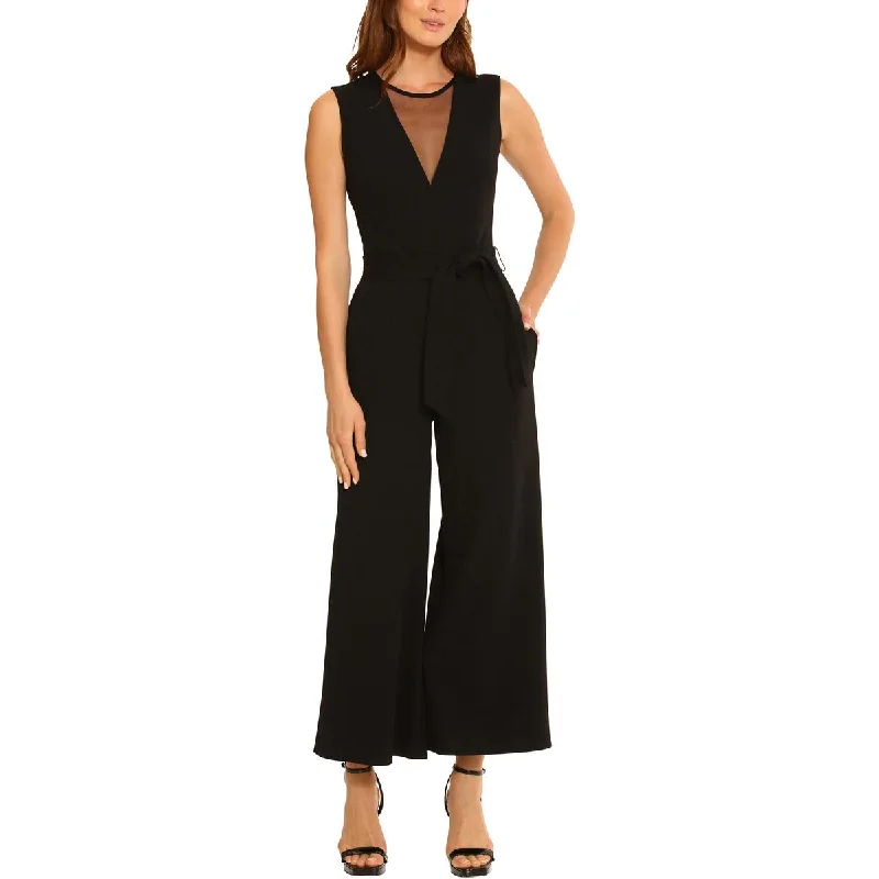 Womens Belted V-Neck Jumpsuit