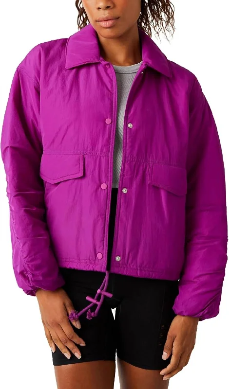 Off The Bleachers Coaches Jacket In Vivid Violet