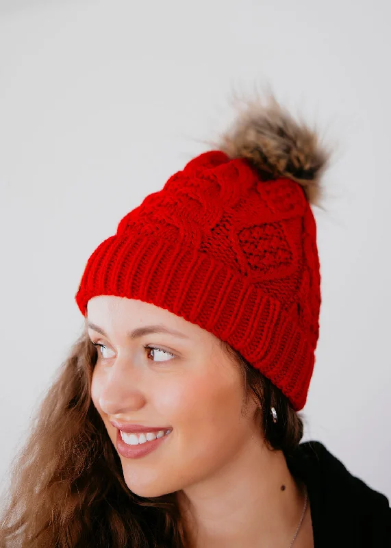 Cozy Cable Knit Pom Beanie