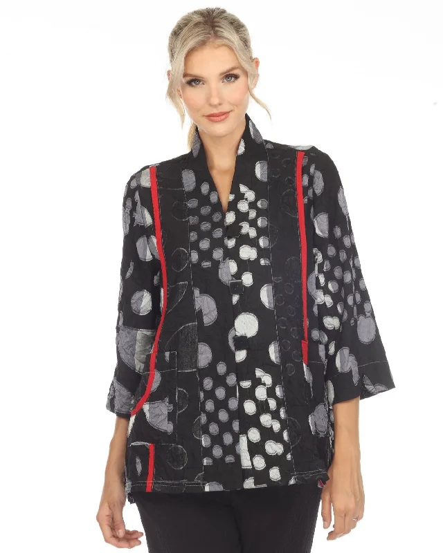 Moonlight Polka-Dot Blouse/Jacket in Silver, Grey, Red & Black -3786