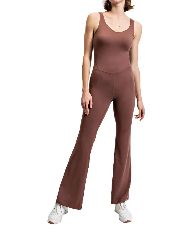 Flared Leg Jumpsuit In Smoky Topaz