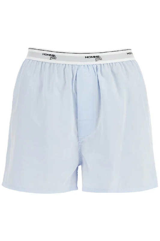 Homme Girls Women's blue High-Waisted Cotton Boxer Shorts