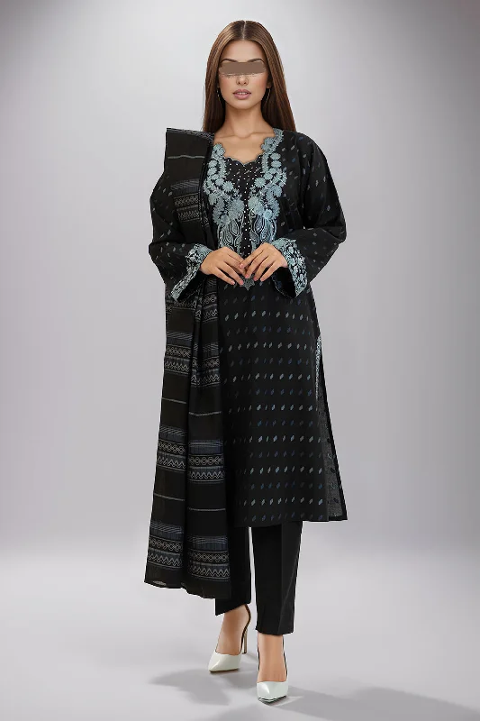 Embroidered Cotton Jacquard Stitched 3 Piece