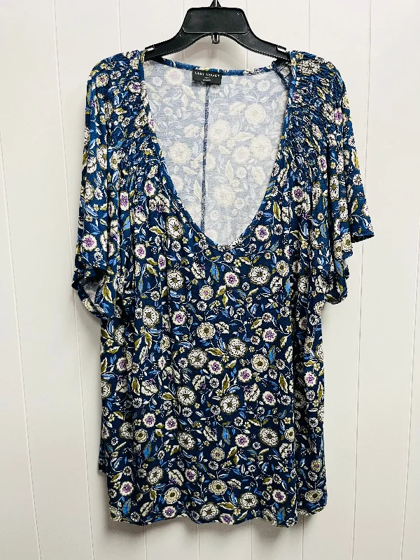 Blue Top Short Sleeve Lane Bryant, Size 4x