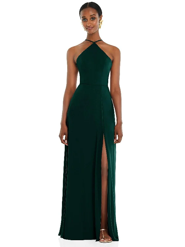 Diamond Halter Maxi Dress with Adjustable Straps