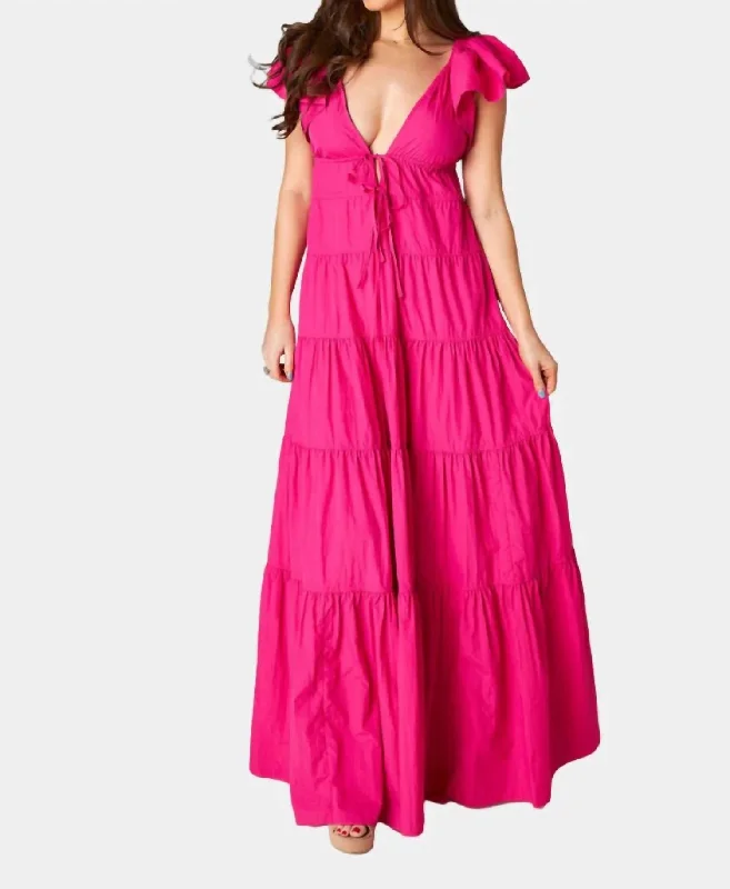 Holland Tiered Maxi Dress In Raspberry