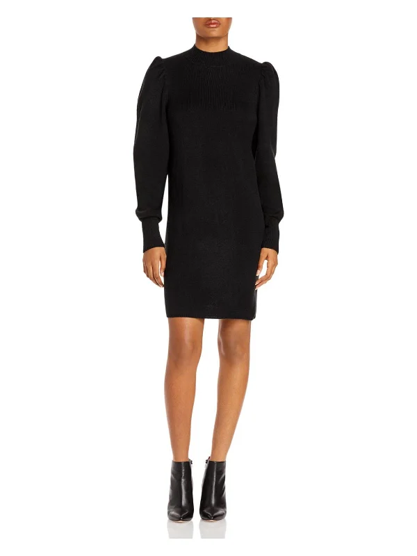 Lola Womens Mock Neck Mini Sweaterdress