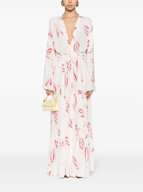 Talia Floral Print Maxi Dress In Scribble Flowers