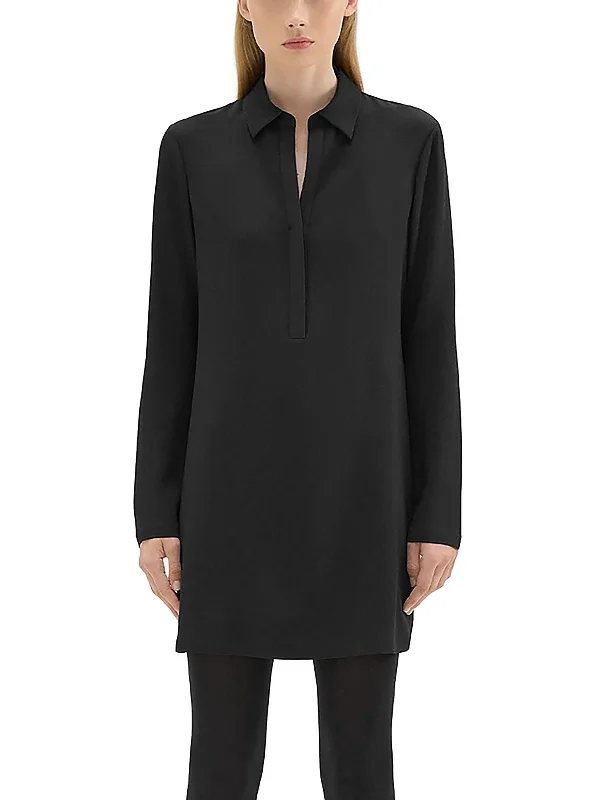 Womens Crepe Mini Shirtdress