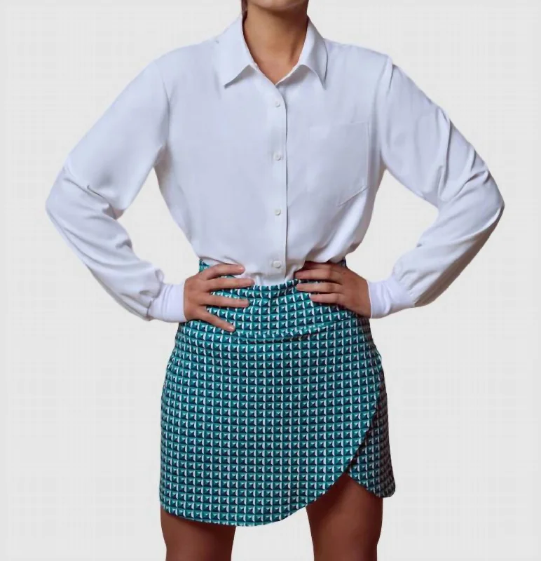 Wrap Skort In Geo Square Print