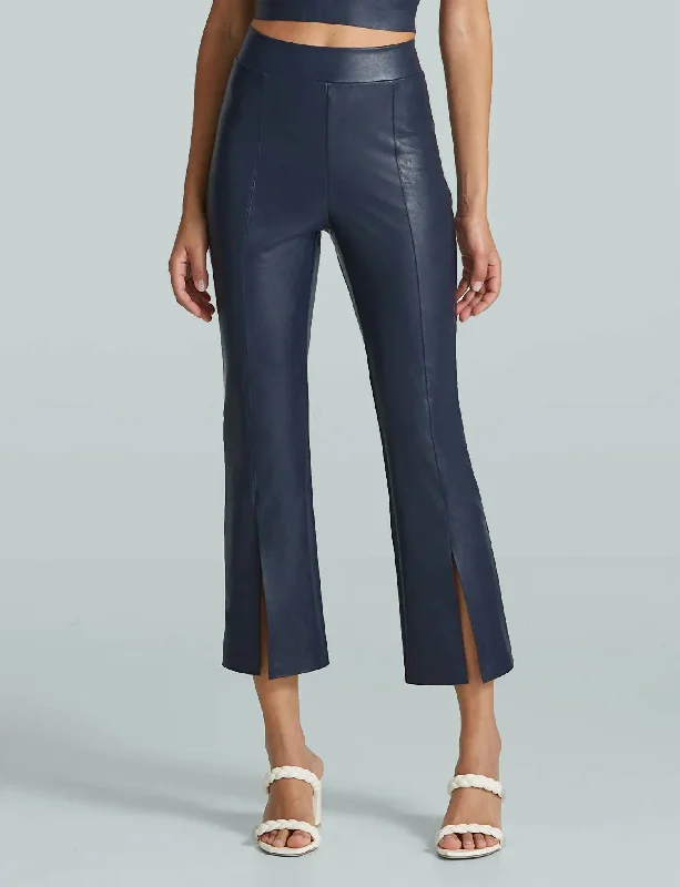 Faux Leather Pant In Navy