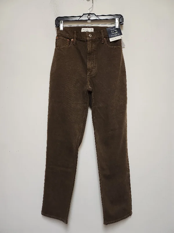 Jeans Wide Leg By Abercrombie And Fitch In Brown Denim, Size: 0