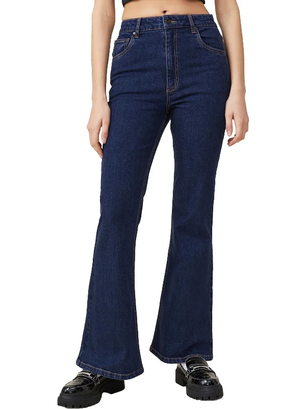 Womens High Rise Dark Wash Flared Jeans