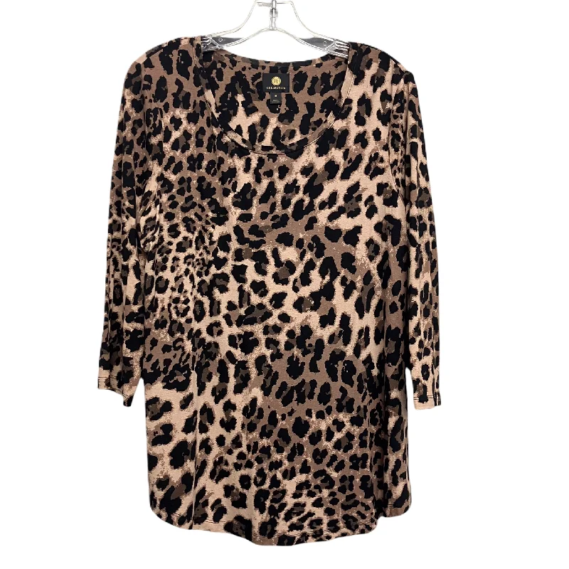 Top Long Sleeve By Jm Collections In Animal Print, Size: M