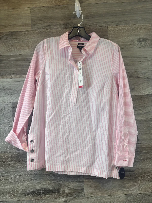 Top Long Sleeve By Talbots In Pink & White, Size: Sp