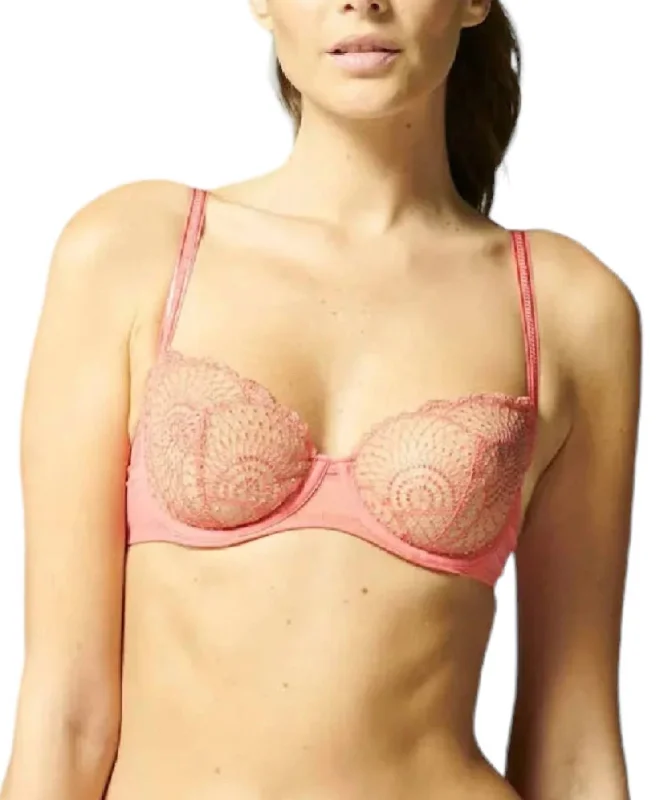 Reflet Sheer Demi Bra In Papaya