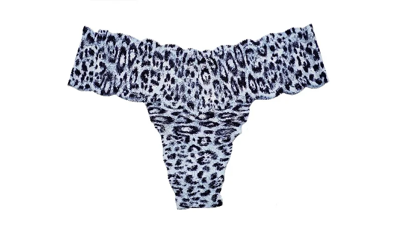 Women's Low Rise Thong Panty In Sorren Blue/navy Animal