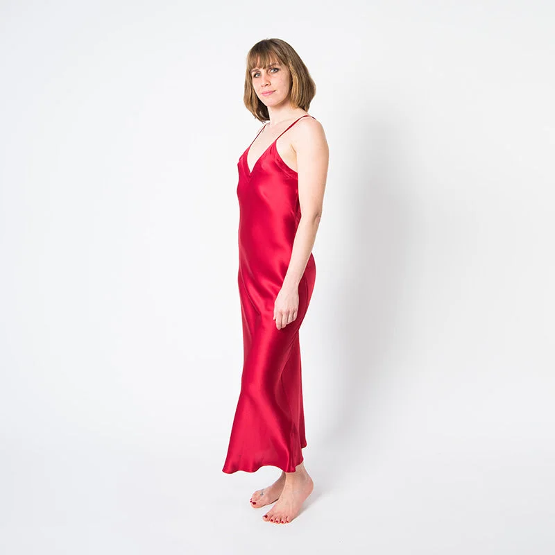 Women's Red Silk Mulberry Silk Nightgown