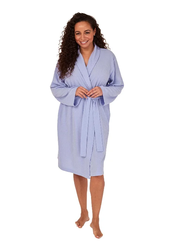 Indigo Sky Waffle Shawl Collar Dressing Gown, Blue