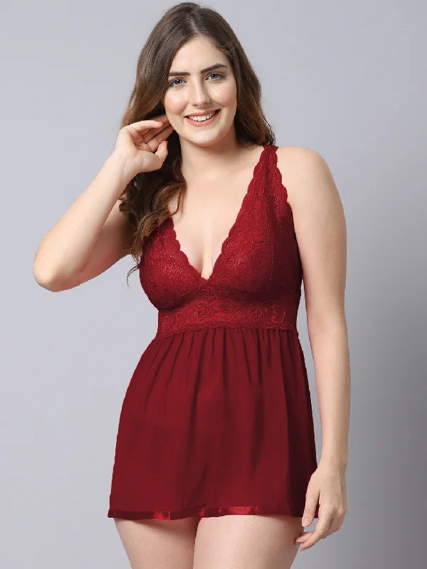 Babydoll Intrinsic Lacy Dress - Wine