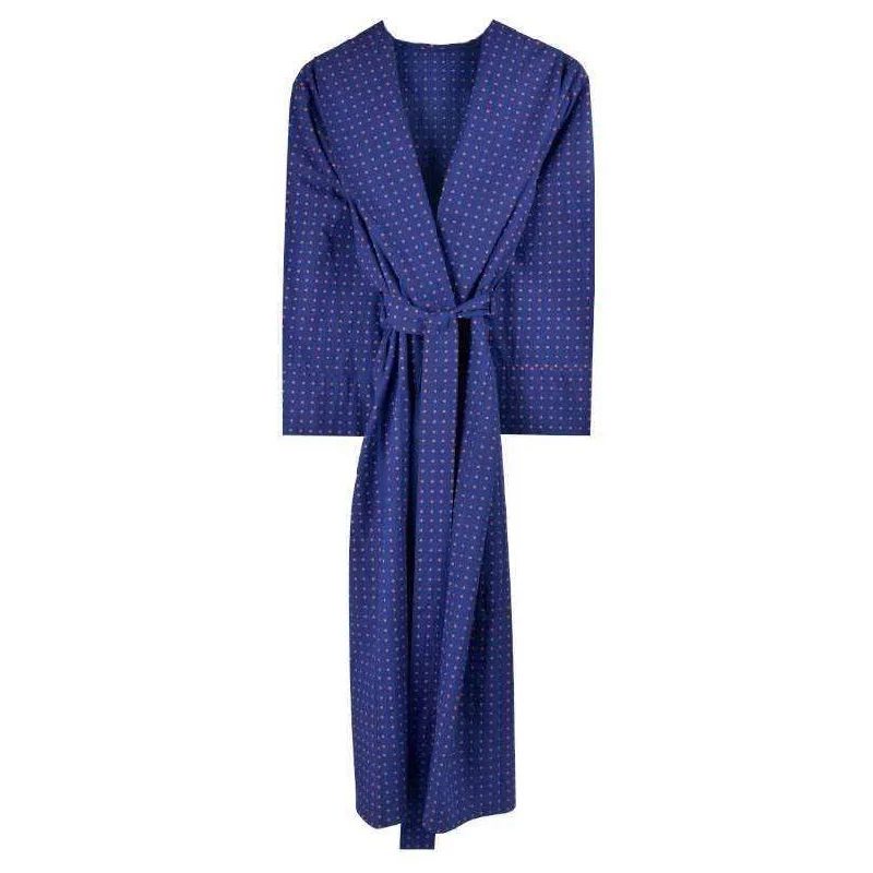 Bown of London Pacific Polka Dot Lightweight Dressing Gown - Navy