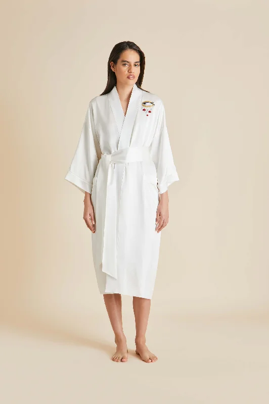 Sabine Desire Ivory Robe in Silk Satin